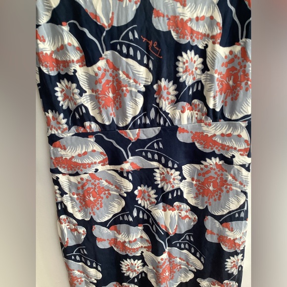 Tory Burch Womens Long Sleeve Dress Size S Navy and Grey Flowers Print - Picture 4 of 10